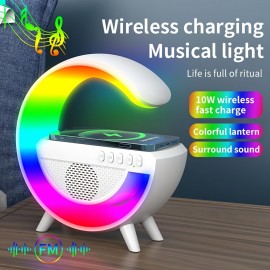 New Wireless  Speakers With Wireless Fast Charging, Rhythm RGB Light, Bar Smart Light, Sunrise Alarm Clock, Wake Up Light For Bedrooms, Dimmable Table Lamp