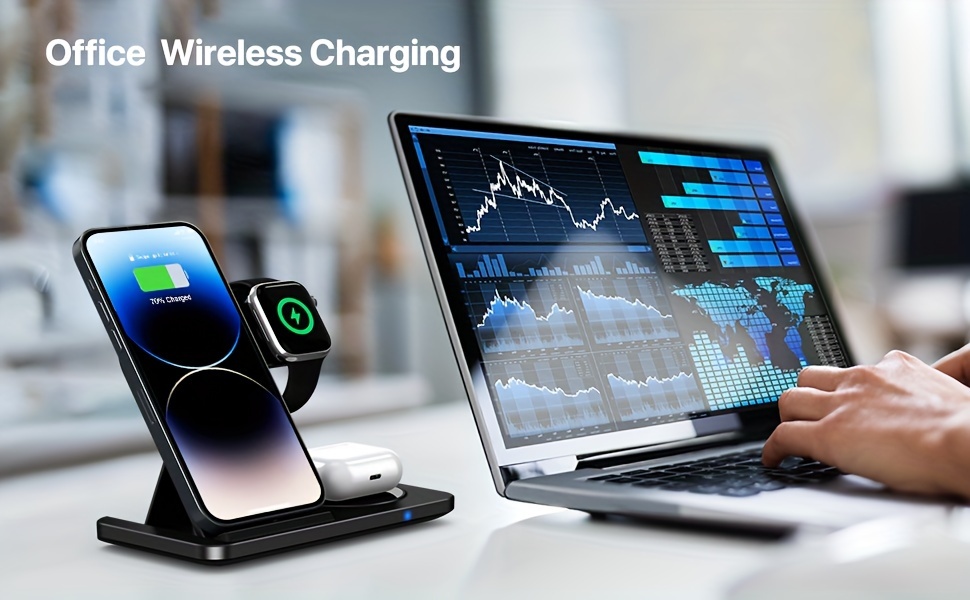 wireless charging station for iphone multiple devices foldable 3 in 1 fast charger station stand dock for iwatch series 8 7 6 se 5 4 3 2 airpods pro 3 2 iphone 14pro 14 13 pro max 13 12 11 pro x max xs xr 8 details 2