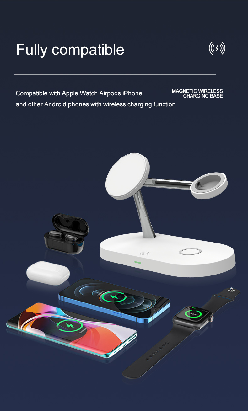 magnetic wireless charger-3 in 1 magnetic wireless charger stand with night light for iphone 15 14 13 12 11 for iwatch 9 8 7 se magnet fast charging station for airpods pro details 10