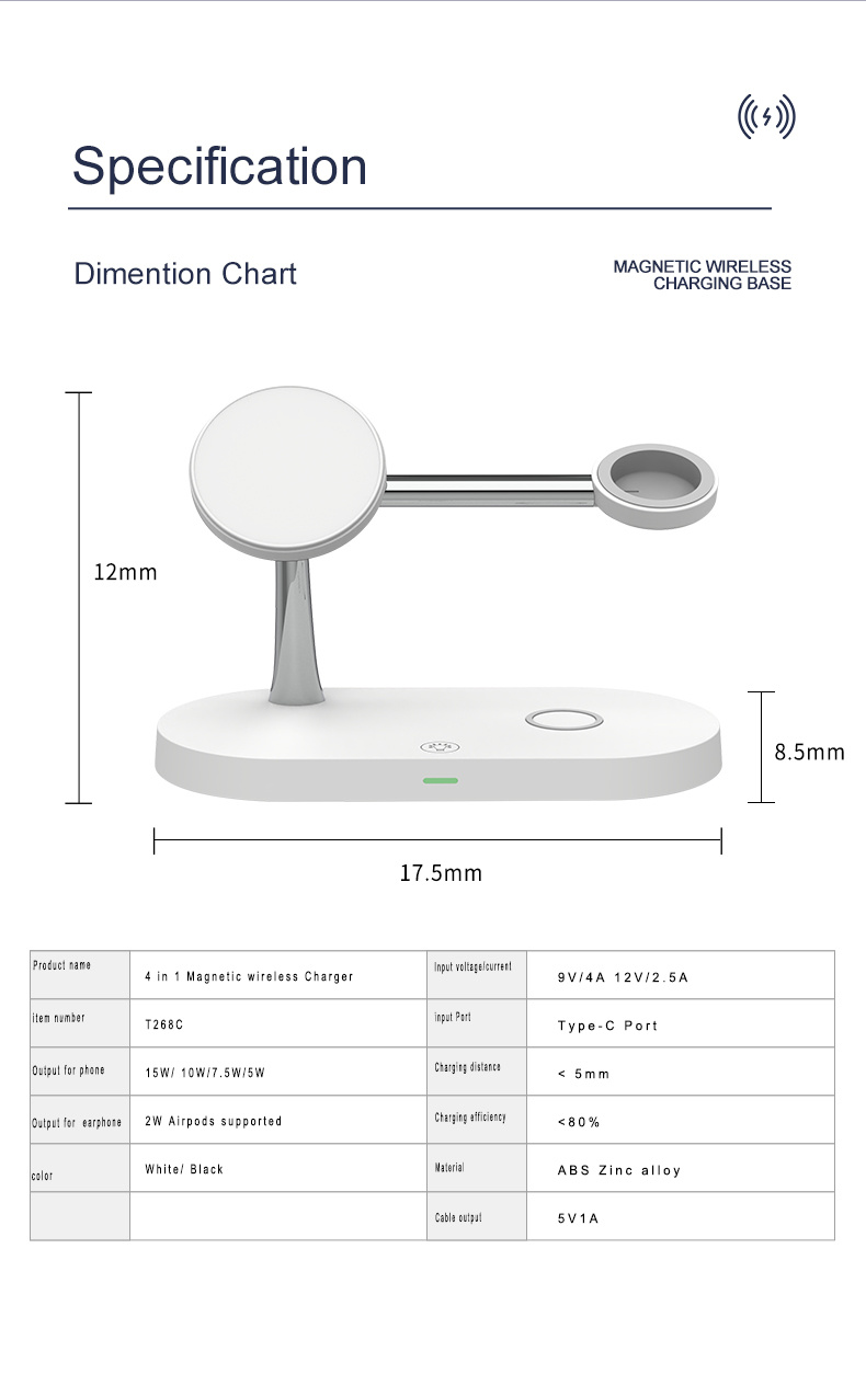 magnetic wireless charger-3 in 1 magnetic wireless charger stand with night light for iphone 15 14 13 12 11 for iwatch 9 8 7 se magnet fast charging station for airpods pro details 11