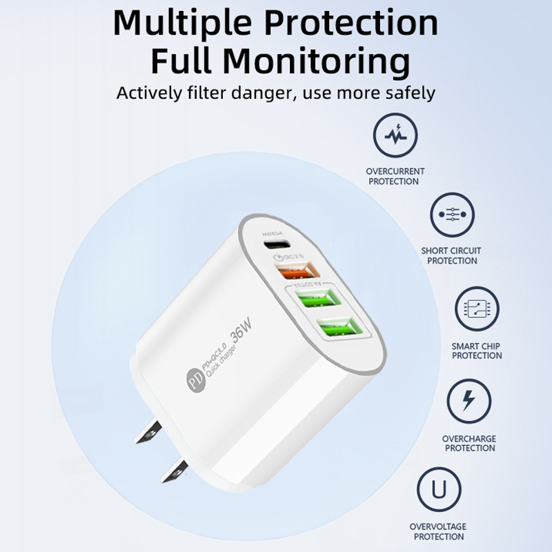 36w fast charging adaptor with 3usb pd20w interfaces fast charging adaptor gift for birthday easter presidents day details 2